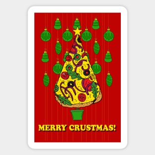 Merry Crustmas Pizza Christmas Tree Sticker